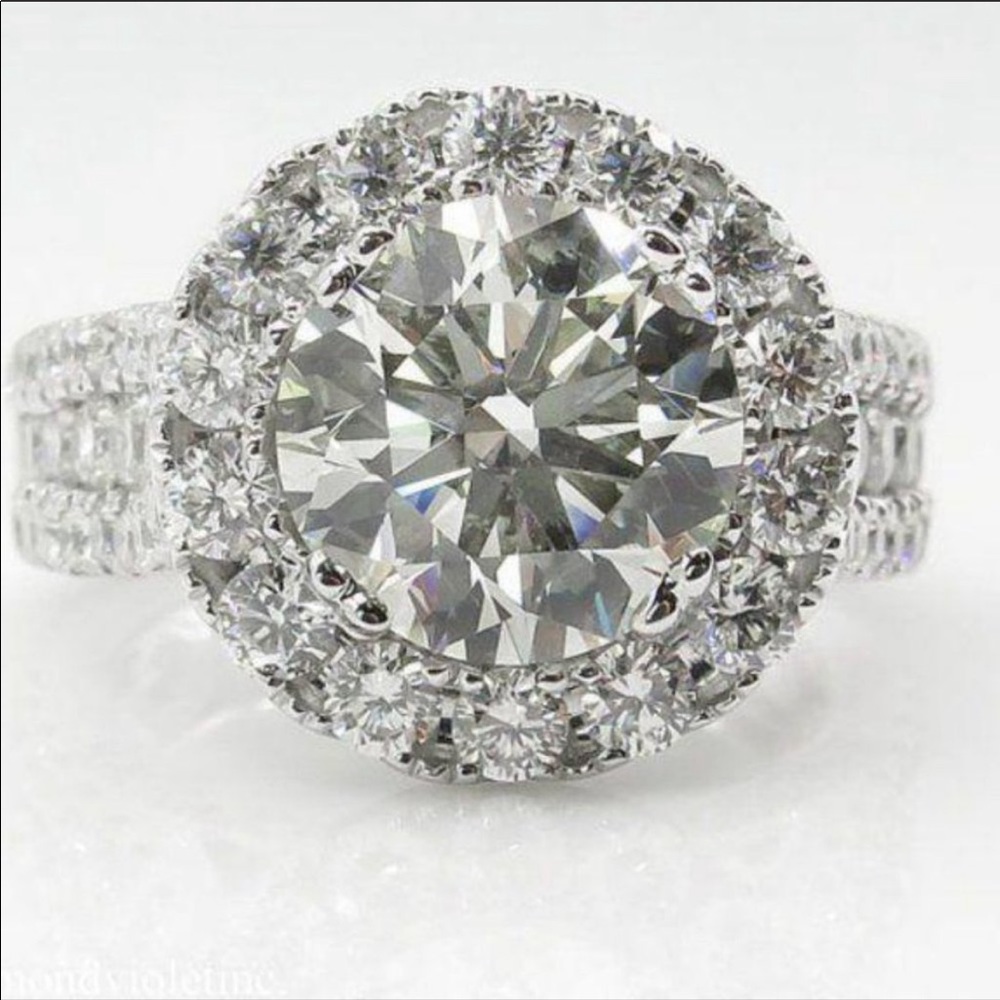 Diamond💎NEW 925 Sterling Silver Round Halo Ring - Picture 4 of 4